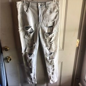 American Eagle Light Wash Distressed Hi-rise Jegging 14R